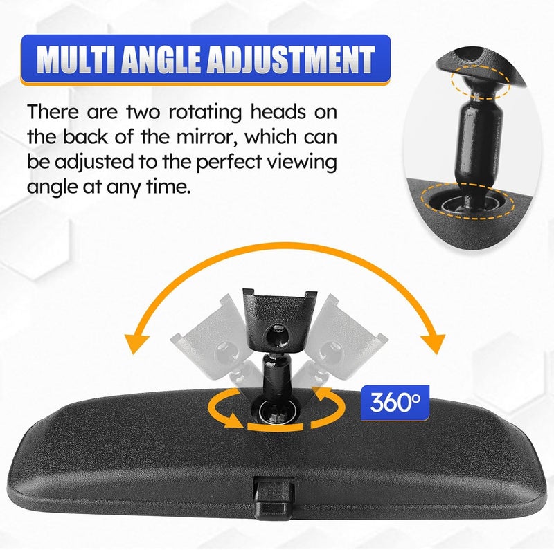 X4XZ 10.6" Rear View Mirror, Interior Rearview Mirror Universal Fit Type, Compatible with Jeep Wrangler Nissan Rogue Altima Toyota Corolla Camry Tacoma Ford F150 Focus Honda Civic Accord and More for car - Image 5